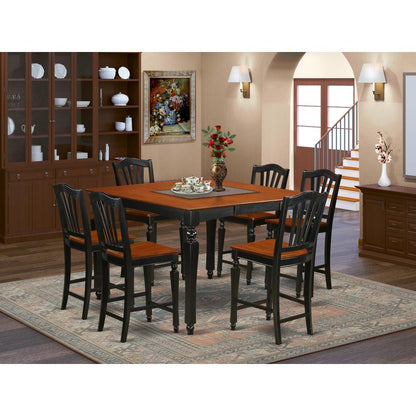 7  Pc  counter  height  Table  set-Square  gathering  Table  and  6  Stools