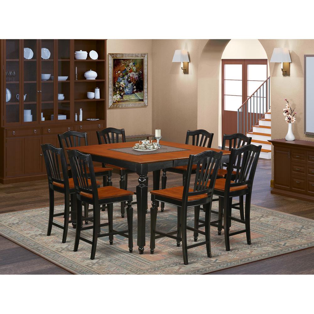 9  PC  counter  height  set-  Square  pub  Table  and  8  Stools