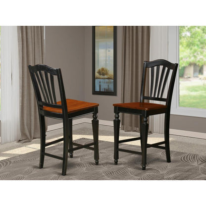 Chelsea Stools with wood seat, 24" seat height - Black Finish, Set of 2