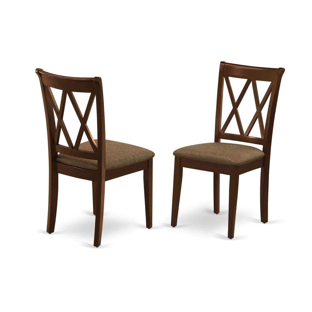 Rubberwood Dining Chair with Solid Wood Frame for Dining Room, Mahogany, Set of 2