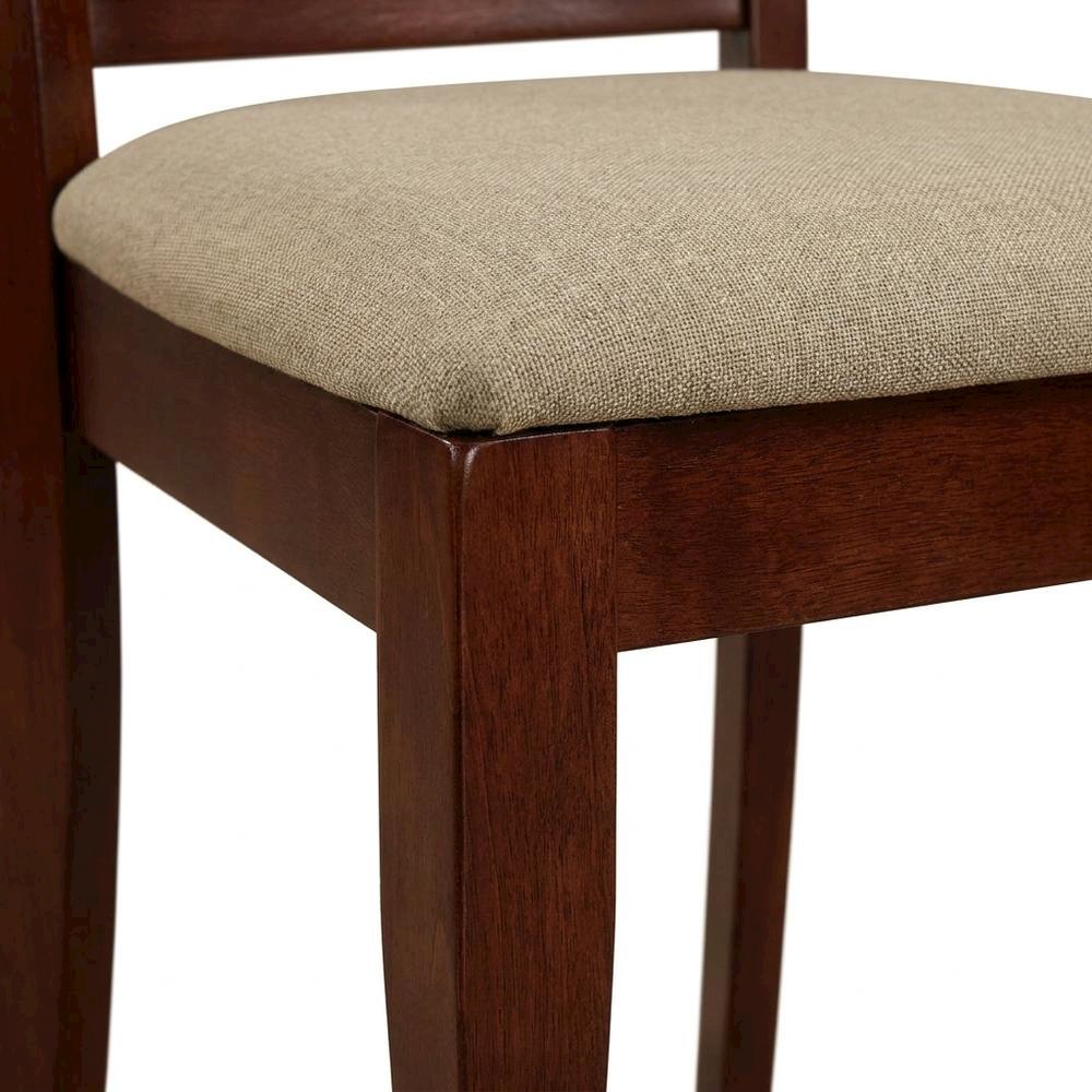 Rubberwood Dining Chair with Solid Wood Frame for Dining Room, Mahogany, Set of 2