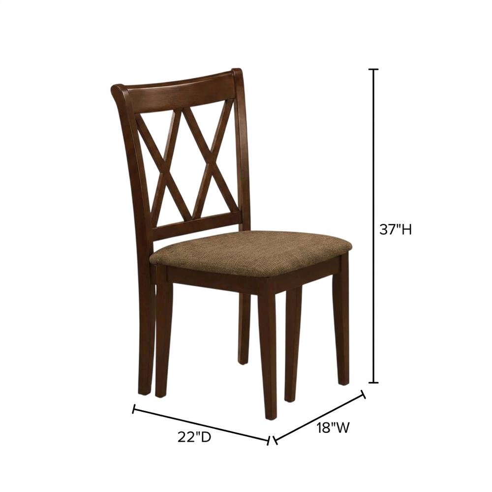 Rubberwood Dining Chair with Solid Wood Frame for Dining Room, Mahogany, Set of 2