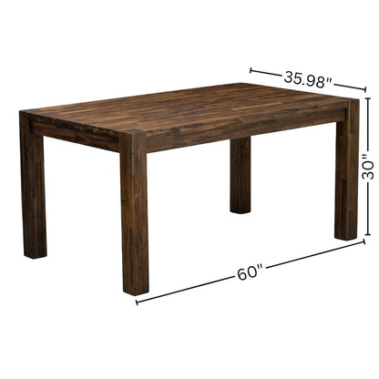 Rectangular Dining Table, Distressed Jacobean, Solid Wood, 60-Inch
