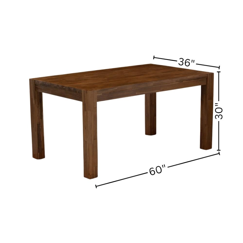 Rectangular Kitchen Table, Antique Walnut, Solid Wood, 60-Inch