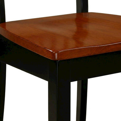 Wood Dining Chair with Cherry Seat and Metal Legs for Dining Room, Set of 2
