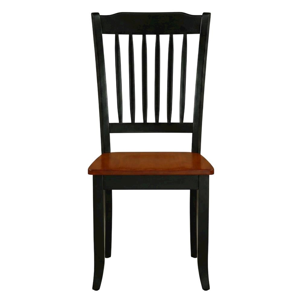 Wood Dining Chair with Cherry Seat and Metal Legs for Dining Room, Set of 2