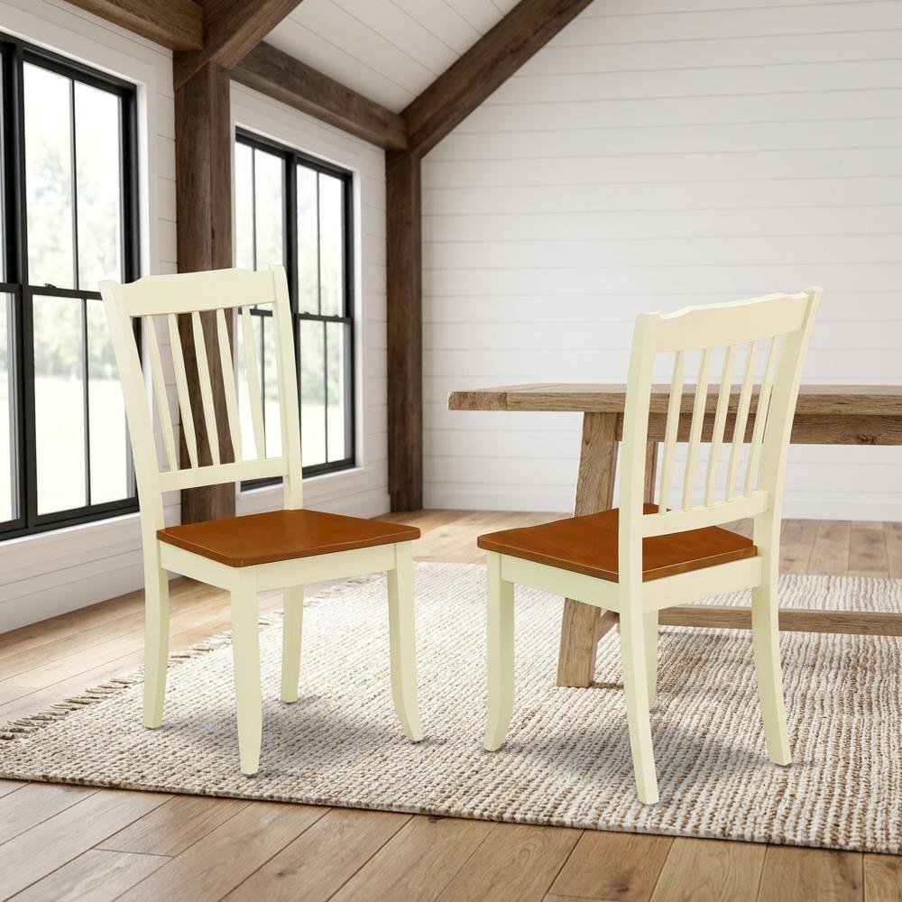 Wooden Dining Chairs Set of 2, Slat-Back Wooden Chair for Dining Table