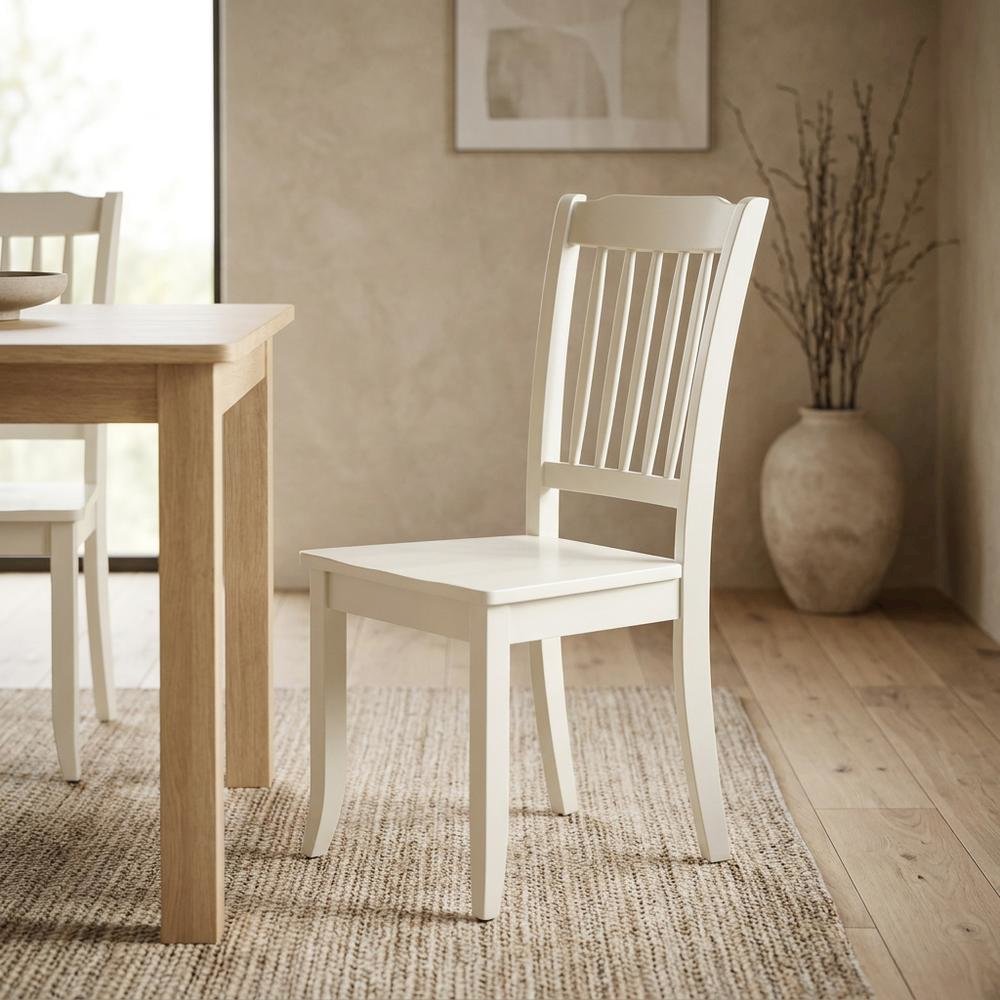 Linen-Upholstered Kitchen Table Chair with Solid Wood Legs for Dining Room, Set of 2
