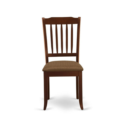 AMDA3-MAH-C 3 Pc Dining Set - 1 Round Pedestal Dining Table and 2 Mahogany Dining Chairs - Mahogany Finish