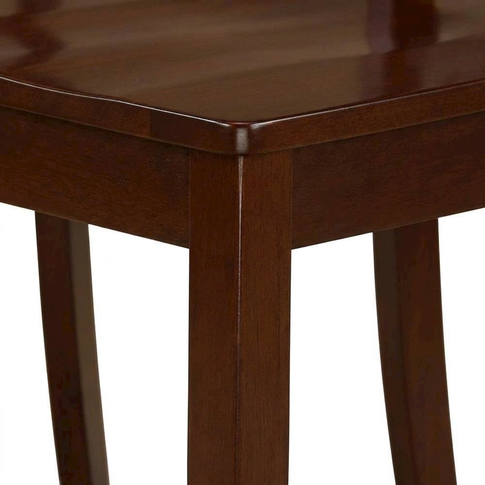 Mahogany Wood Dining Chair with Slat Back for Kitchen or Dining Room, Set of 2