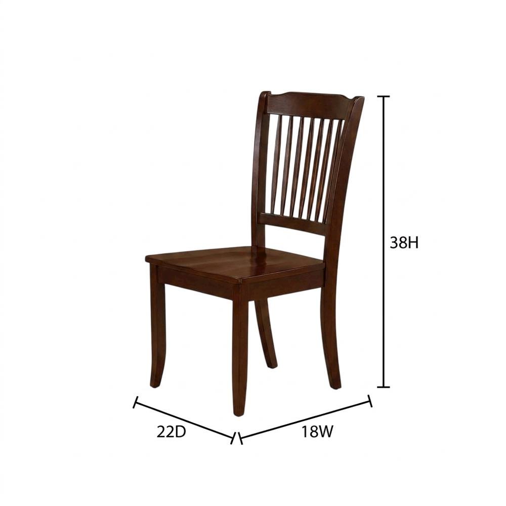 Mahogany Wood Dining Chair with Slat Back for Kitchen or Dining Room, Set of 2