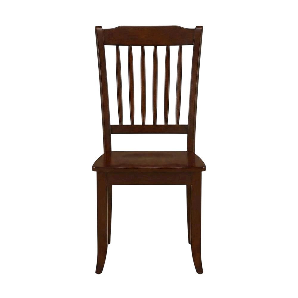 Mahogany Wood Dining Chair with Slat Back for Kitchen or Dining Room, Set of 2