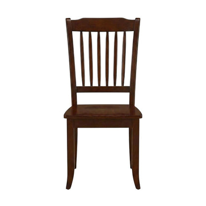 Mahogany Wood Dining Chair with Slat Back for Kitchen or Dining Room, Set of 2