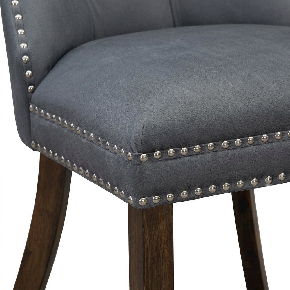 Wooden Parsons Dining Chair, Upholstered Seat, Antique Walnut, Set of 2