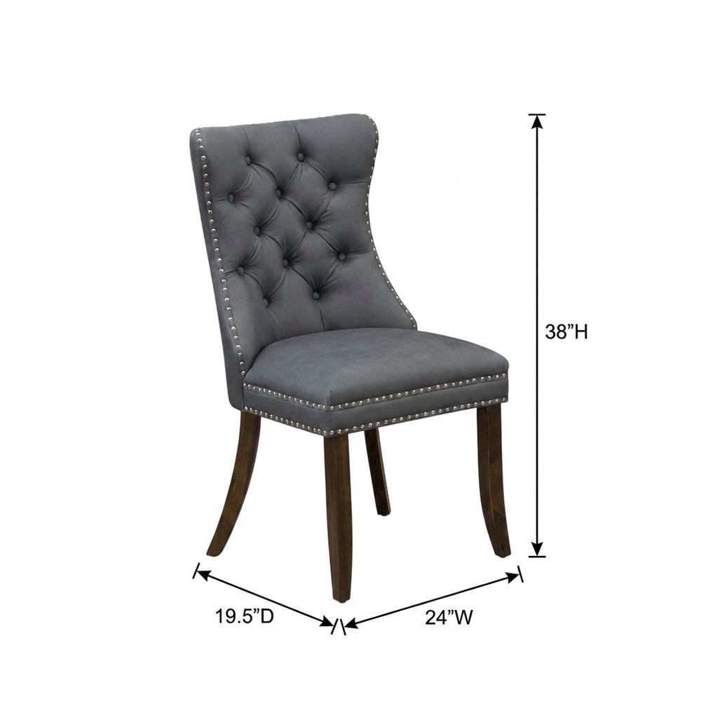 Wooden Parsons Dining Chair, Upholstered Seat, Antique Walnut, Set of 2