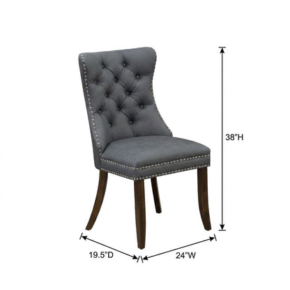 Wooden Parsons Dining Chair, Upholstered Seat, Antique Walnut, Set of 2