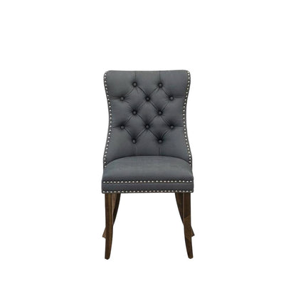 Wooden Parsons Dining Chair, Upholstered Seat, Antique Walnut, Set of 2