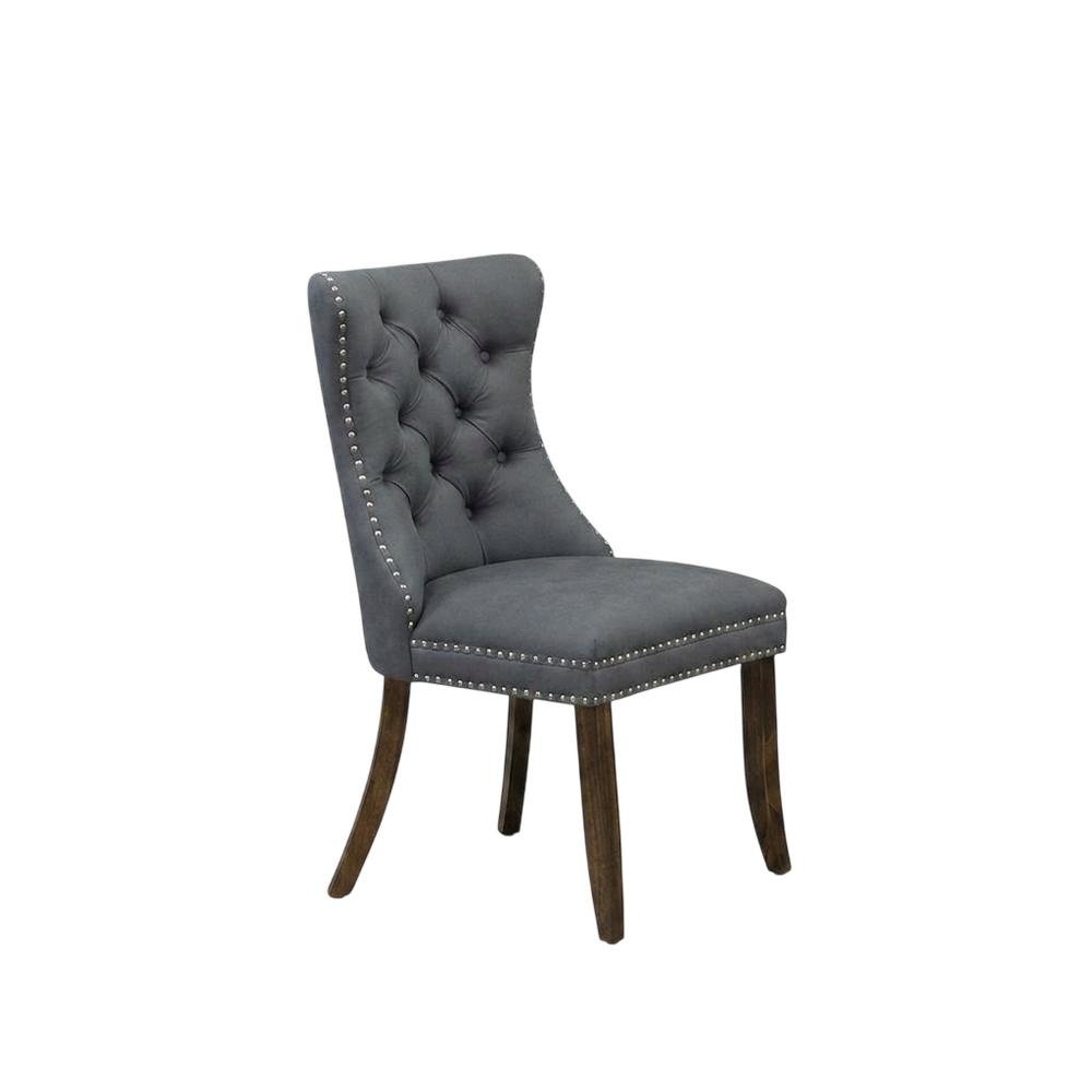Wooden Parsons Dining Chair, Upholstered Seat, Antique Walnut, Set of 2