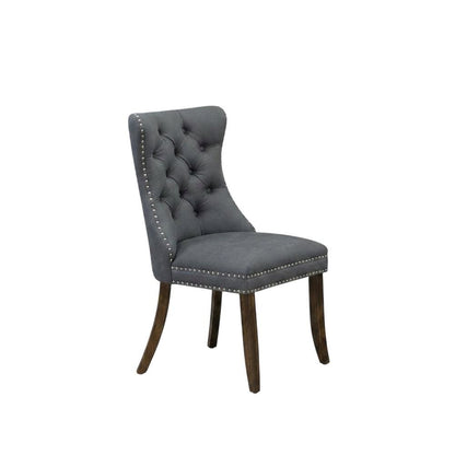 Wooden Parsons Dining Chair, Upholstered Seat, Antique Walnut, Set of 2
