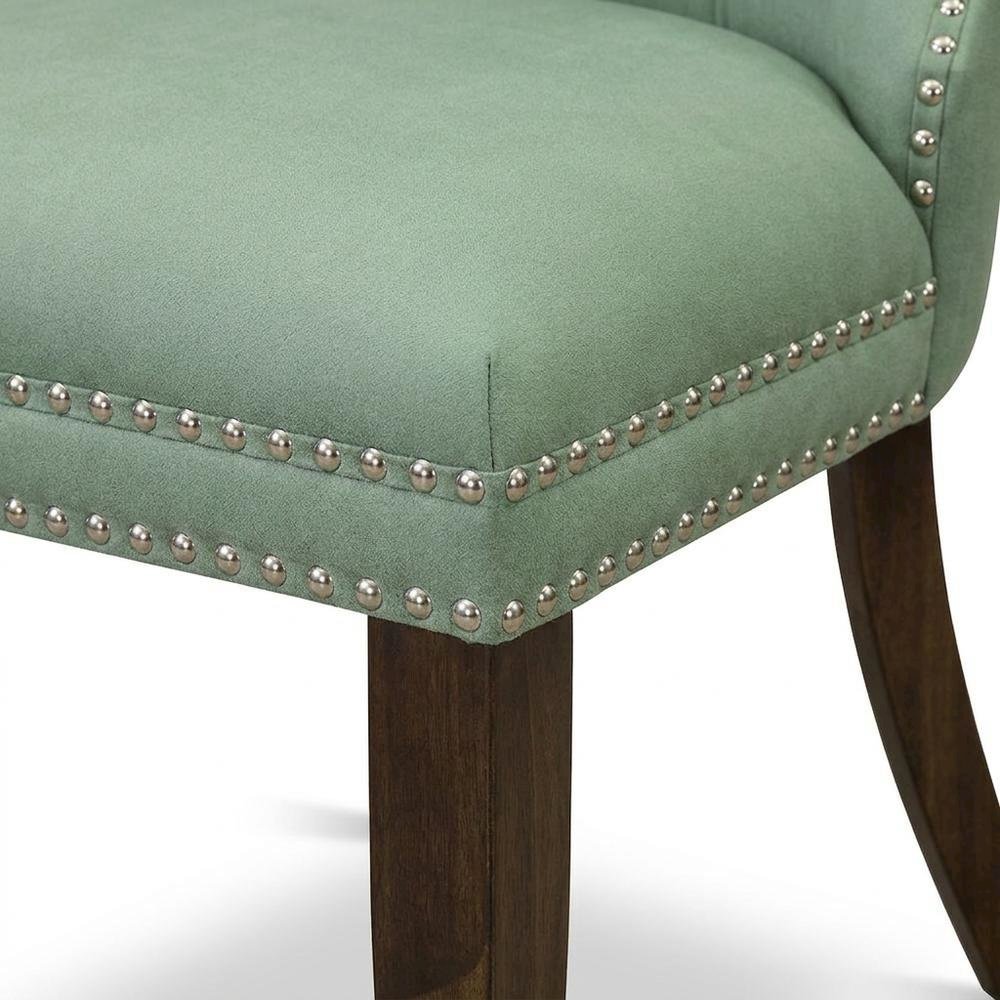 Wood Parsons Dining Chair, Upholstered Kitchen Chair, Willow Green, Set of 2