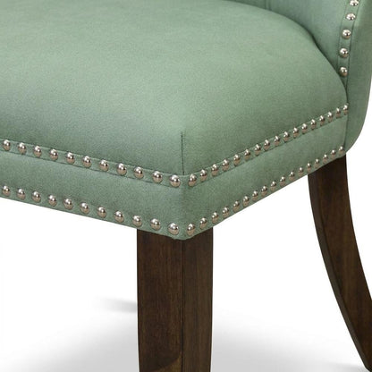 Wood Parsons Dining Chair, Upholstered Kitchen Chair, Willow Green, Set of 2