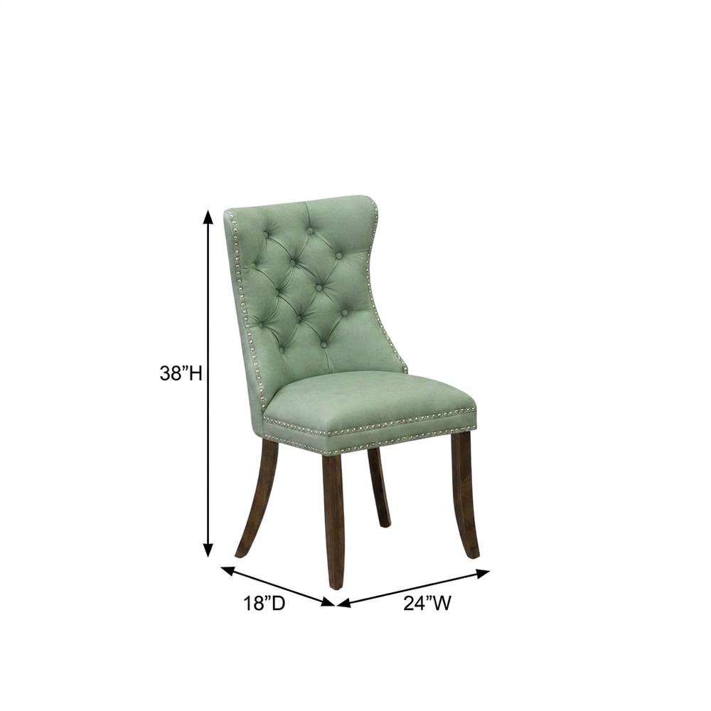 Wood Parsons Dining Chair, Upholstered Kitchen Chair, Willow Green, Set of 2