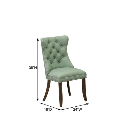 Wood Parsons Dining Chair, Upholstered Kitchen Chair, Willow Green, Set of 2