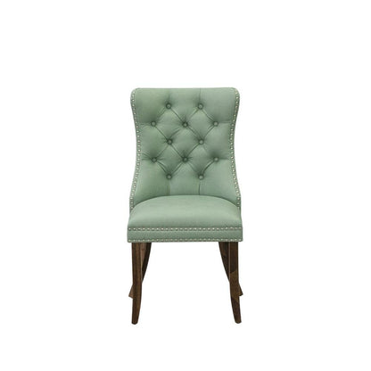 Wood Parsons Dining Chair, Upholstered Kitchen Chair, Willow Green, Set of 2