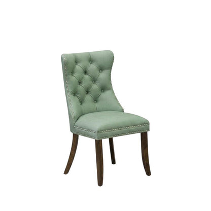 Wood Parsons Dining Chair, Upholstered Kitchen Chair, Willow Green, Set of 2