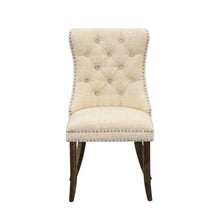 Wooden Parsons Dining Chair with Upholstered Seat, High Back, Light Beige, Set of 2