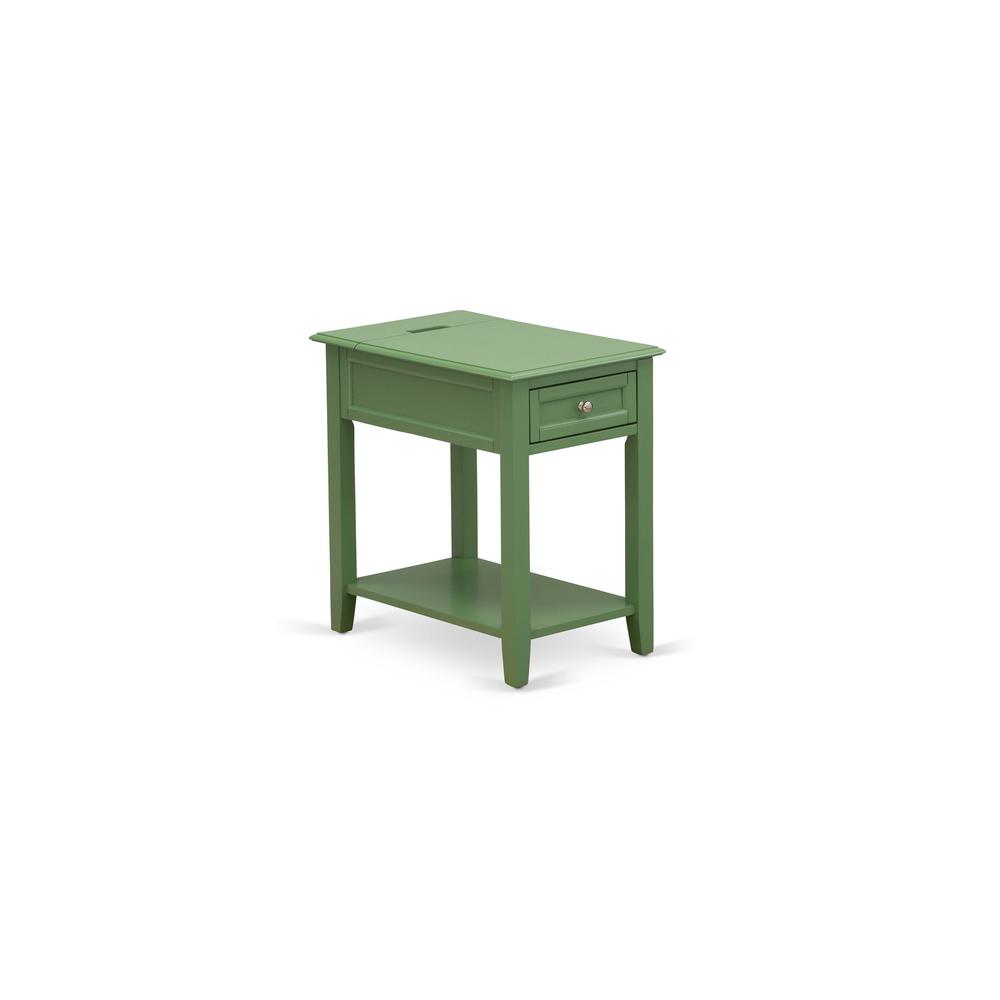 East West Furniture DE-12-ET Bedroom Nightstand with 1 Wooden Drawer for Bedroom, Stable and Sturdy Constructed - Clover Green Finish