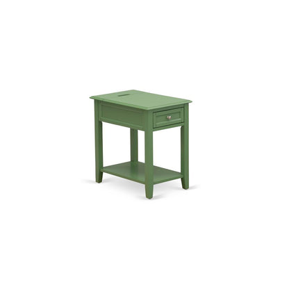East West Furniture DE-12-ET Bedroom Nightstand with 1 Wooden Drawer for Bedroom, Stable and Sturdy Constructed - Clover Green Finish