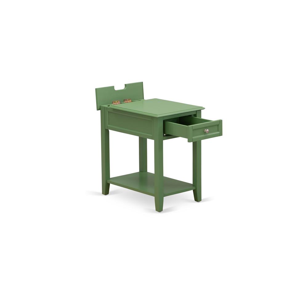 East West Furniture DE-12-ET Bedroom Nightstand with 1 Wooden Drawer for Bedroom, Stable and Sturdy Constructed - Clover Green Finish
