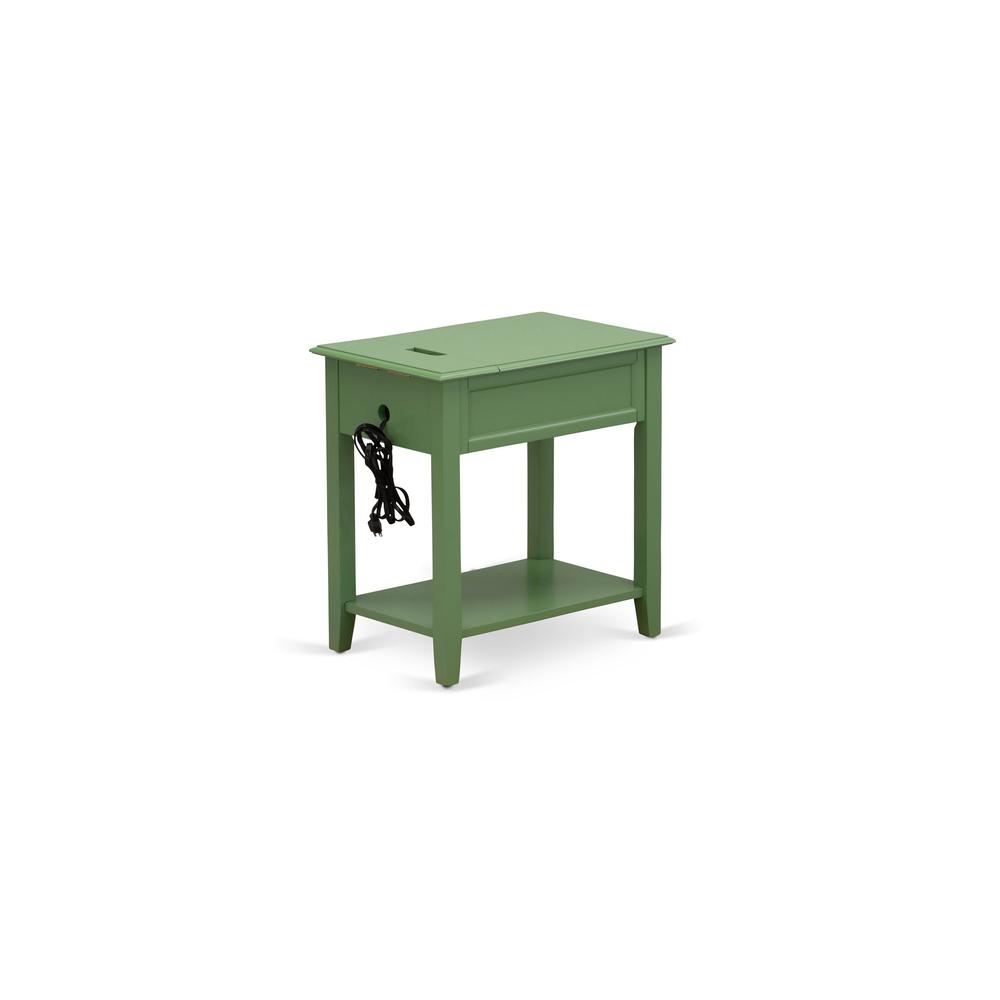 East West Furniture DE-12-ET Bedroom Nightstand with 1 Wooden Drawer for Bedroom, Stable and Sturdy Constructed - Clover Green Finish
