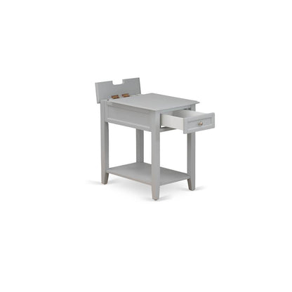 East West Furniture DE-14-ET Wood Night Stand for Bedroom with 1 Wooden Drawer, Stable and Sturdy Constructed - Urban Gray Finish
