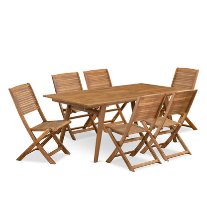 7 Piece Patio Dining Set Consist of a Rectangle Acacia Wood Table