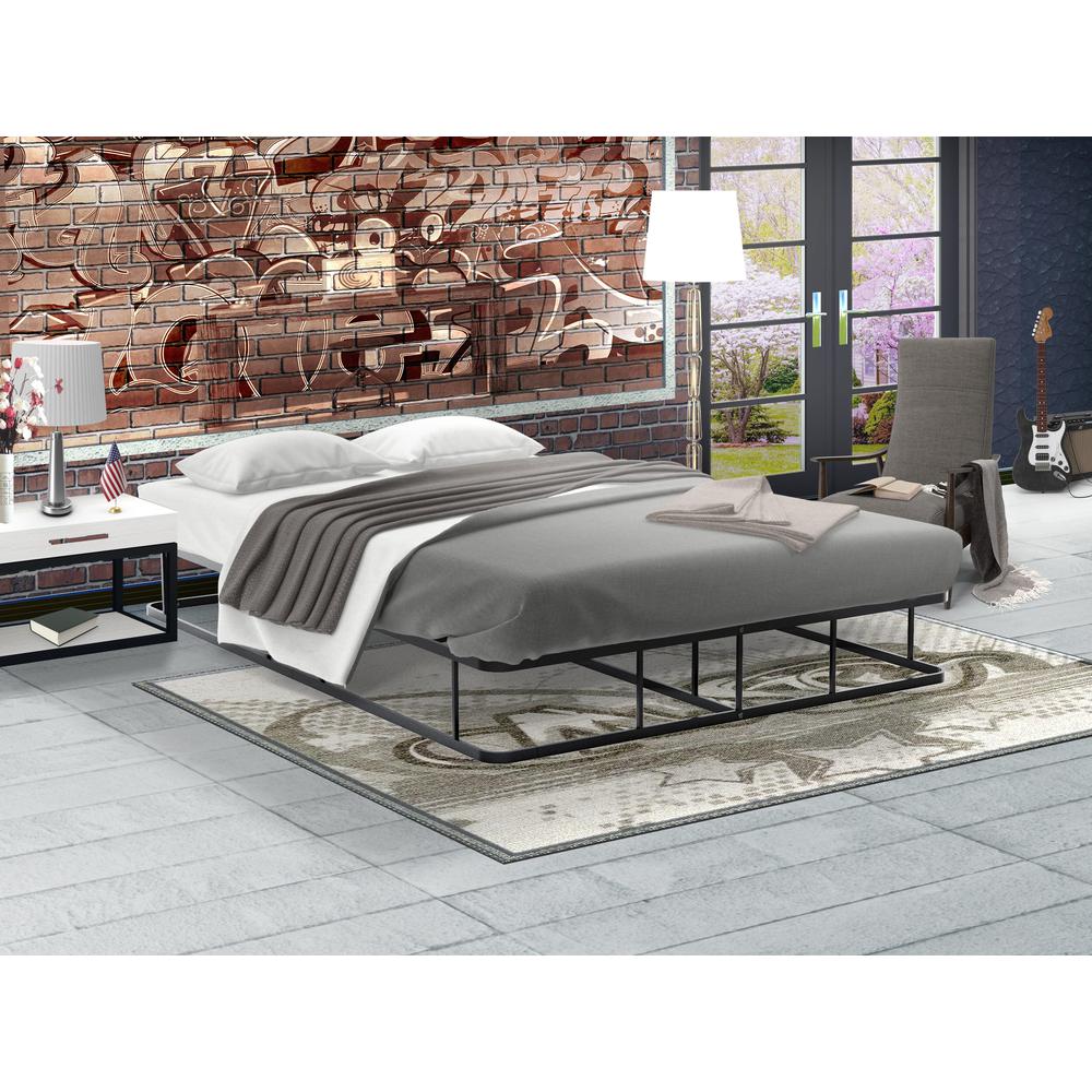 DHFBBLK Dothan Full Bedframe with Magnificent Design Headboard and Footboard - Modern Metal Frame in Powder Coating Black