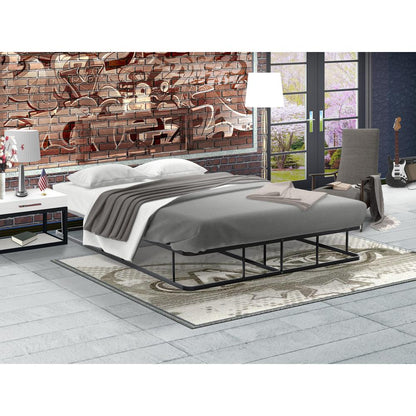 DHFBBLK Dothan Full Bedframe with Magnificent Design Headboard and Footboard - Modern Metal Frame in Powder Coating Black