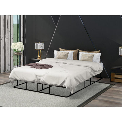 DHQBBLK Dothan Queen Bed Frame with Luxurious Style Headboard and Footboard - High Quality Metal Frame in Powder Coating Black