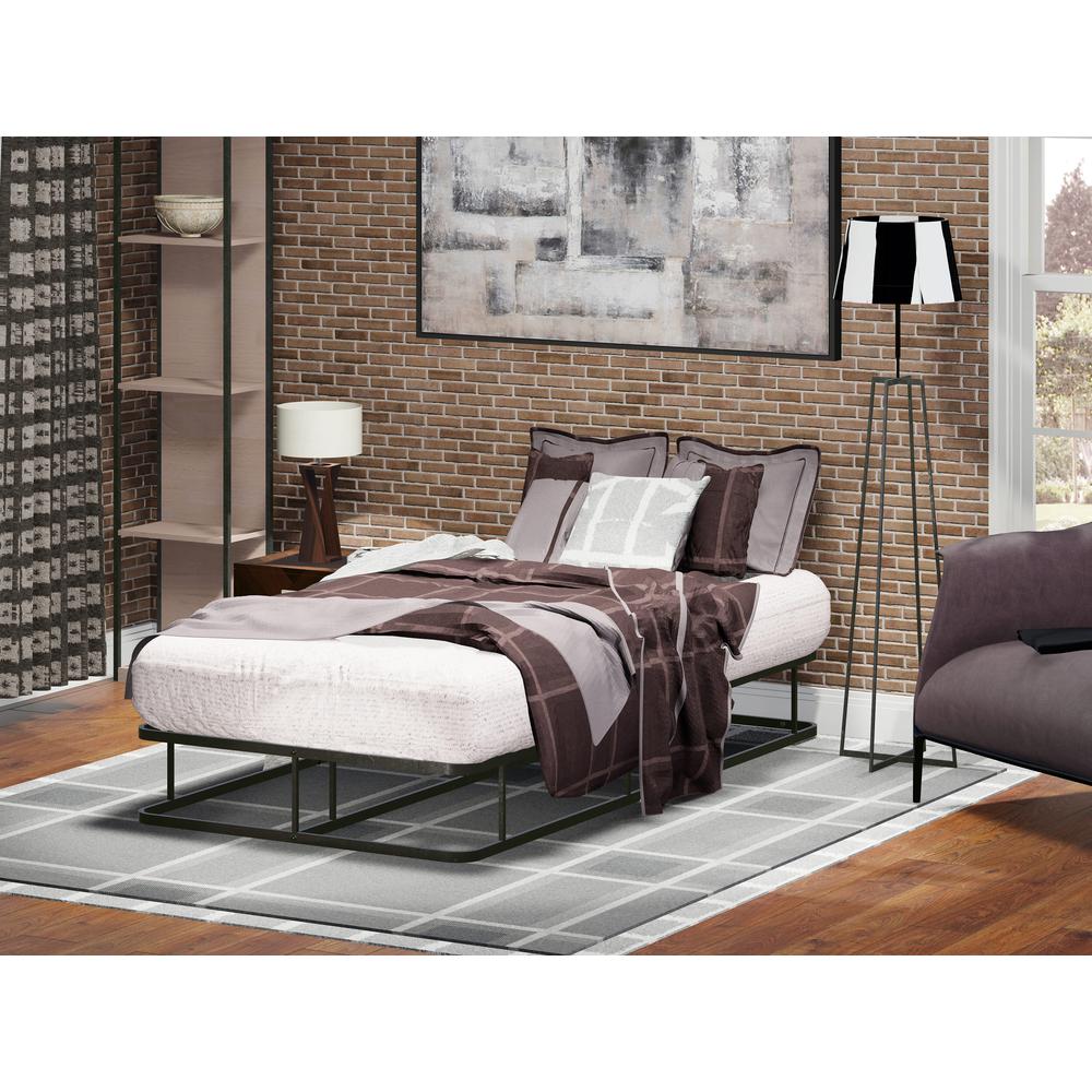 DHTBBLK Dothan Twin Size Bed Frame with Luxurious Style Headboard and Footboard - High Quality Metal Frame in Powder Coating Black