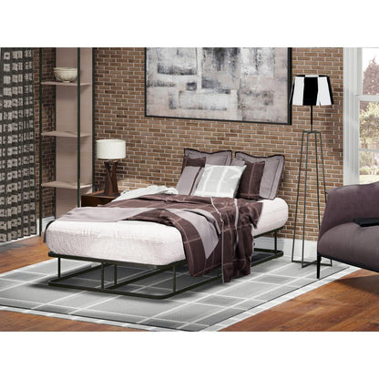 DHTBBLK Dothan Twin Size Bed Frame with Luxurious Style Headboard and Footboard - High Quality Metal Frame in Powder Coating Black