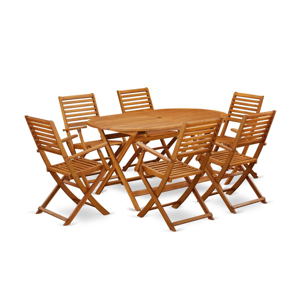 Wooden Patio Set Natural Oil, DIBS7CANA