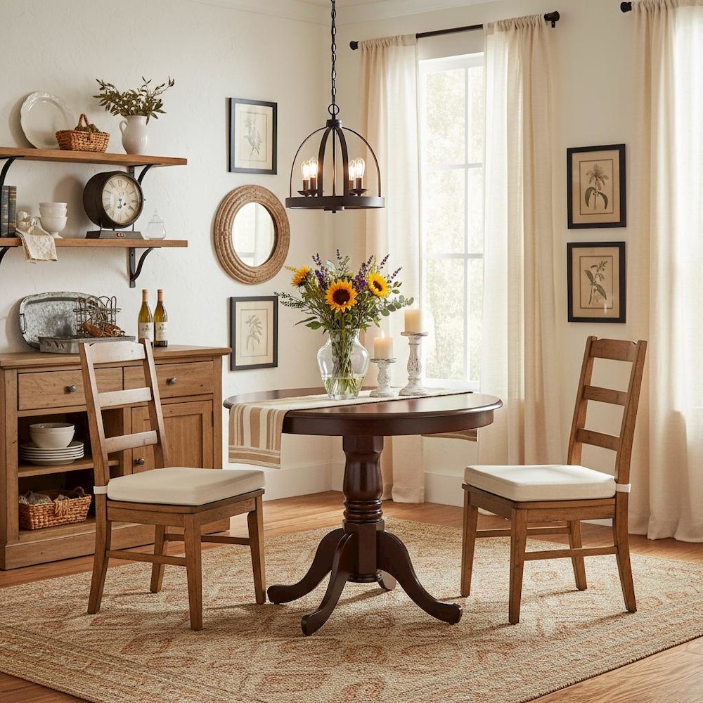 Round Dining Table, Pedestal Base, Mahogany, Mid-Century, Solid Wood