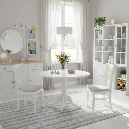 3-Piece Dinette Set, Drop Leaf Table, Linen White, 2 Chairs