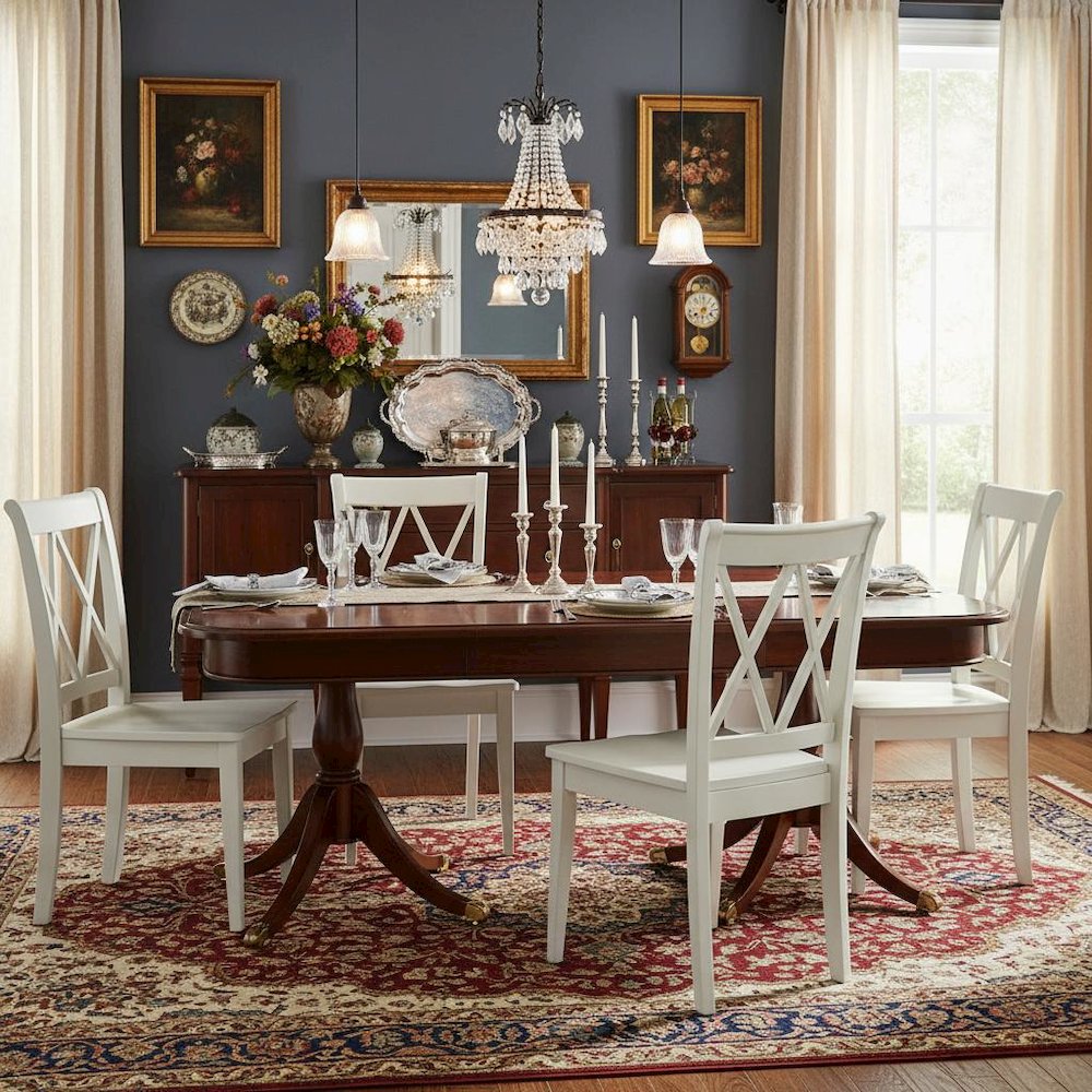 Linen White Dining Chair, Wooden Seat, Double X-Back, Set of 2, Solid Wood