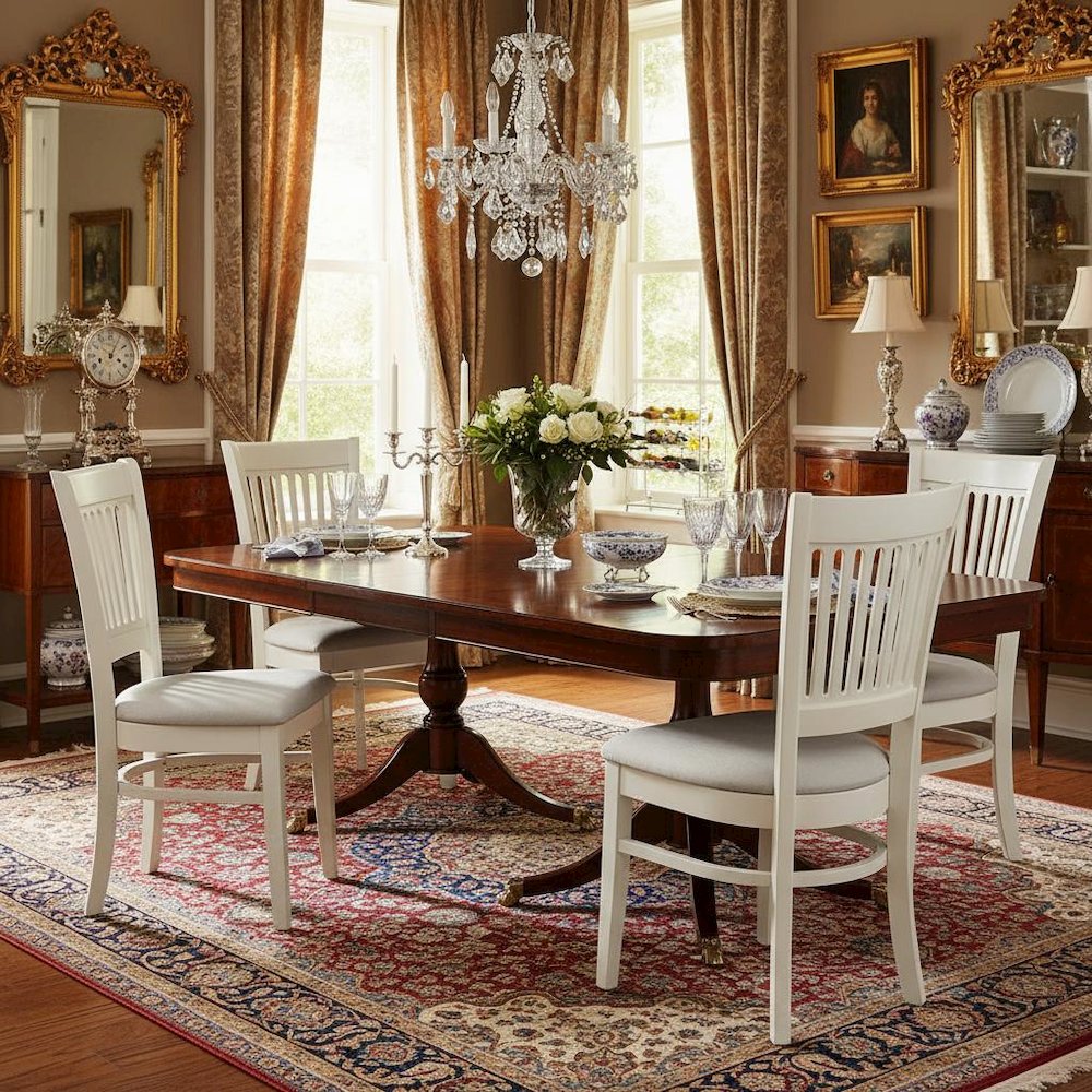 Linen White Dining Chair, Fabric Seat, Slatted Back, Set of 2, Rubberwood