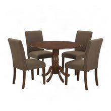 Mahogany Round Dining Table Set with Parson Chairs for Kitchen