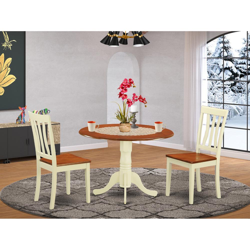Dining  set  -  3  Pcs  with  2  Wood  Chairs  in  Buttermilk