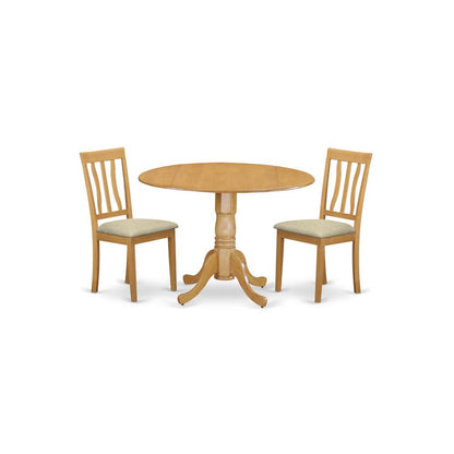DLAN3-OAK-C 3 PcTable and chair set - Kitchen dinette Table and 2 Kitchen Chairs