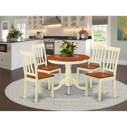 Dining  set  -  5  Pcs  with  4  Wood  Chairs  in  Buttermilk